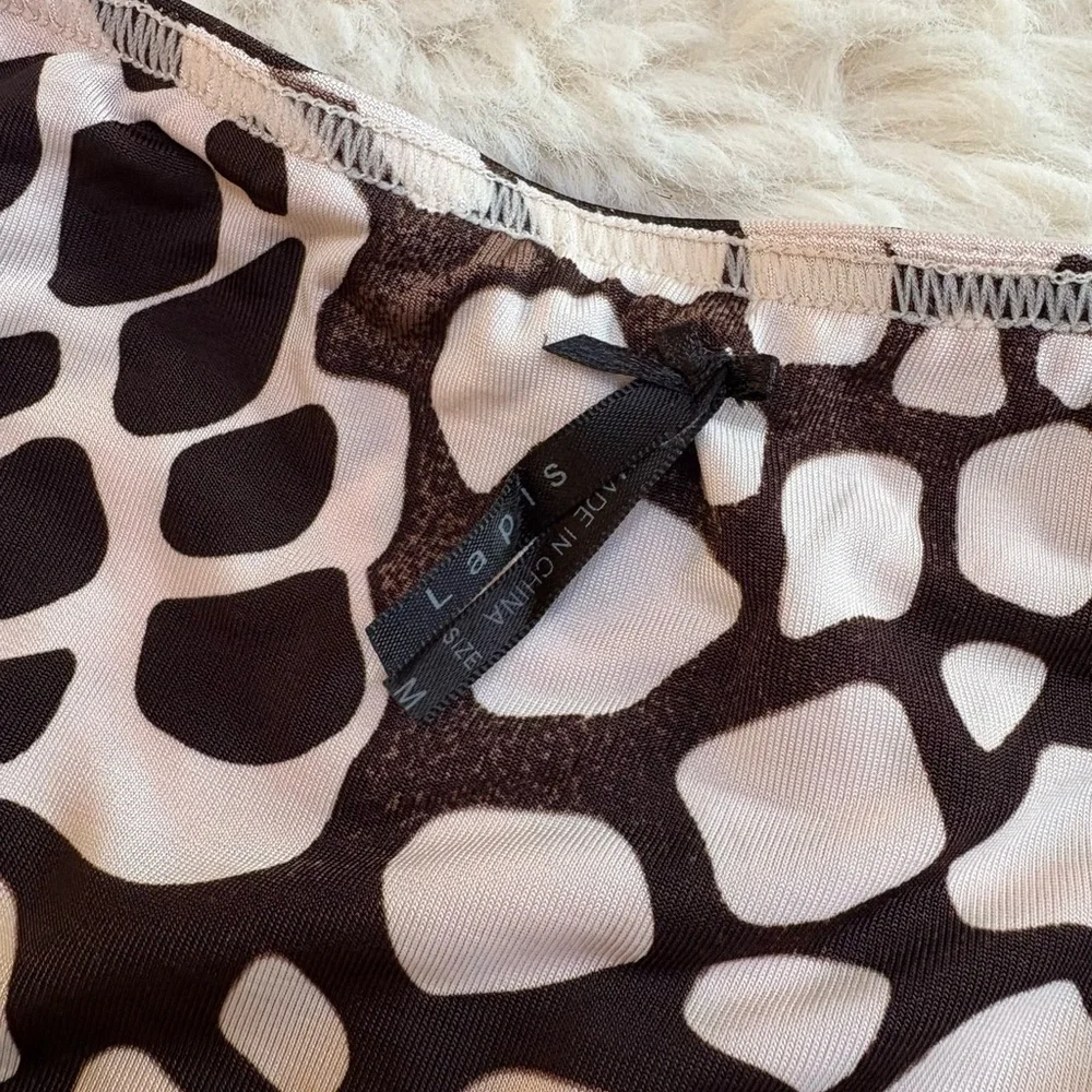 Lapis Brown and Cream Printed Maxi Skirt